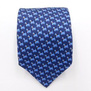 Ermenegildo Zegna Disegno Esclusivo Scottish Terrier Print Silk Tie | Blue | EUC